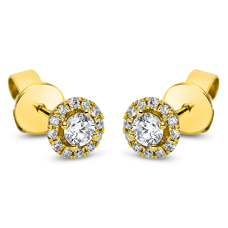 Ohrstecker 18 kt GG, 2 Brill. 0,22 ct, TW-si, 24 Brill. 0,09 ct, TW-si