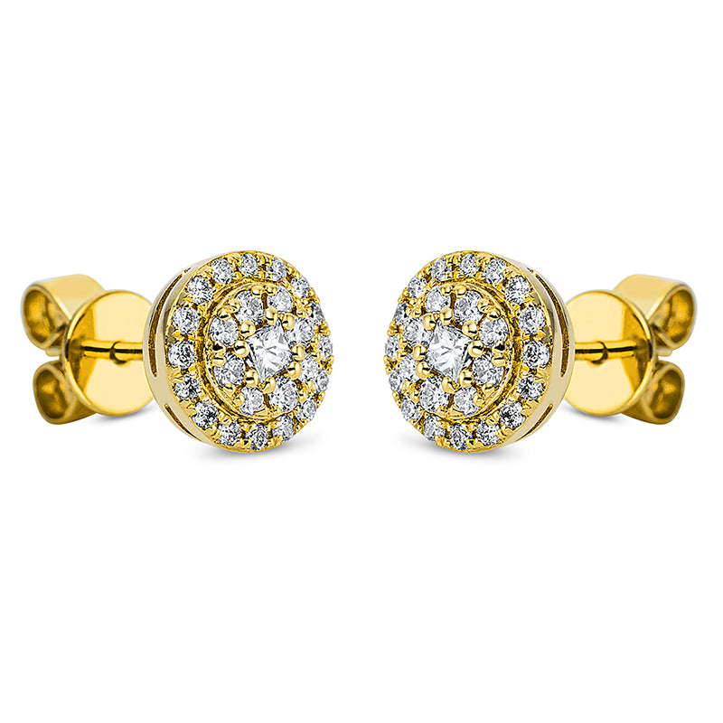 Ohrstecker 18 kt GG, 8 Brill. 0,09 ct, TW-si, 2 Princ. 0,08 ct, TW-vsi, 40 Brill. 0,21 ct, TW-si