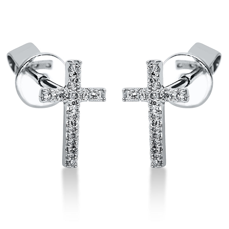 Ohrstecker 18 kt WG, 8 Brill. 0,07 ct, TW-si, 2 Princ. 0,08 ct, TW-si, 8 Brill. 0,03 ct, TW-si