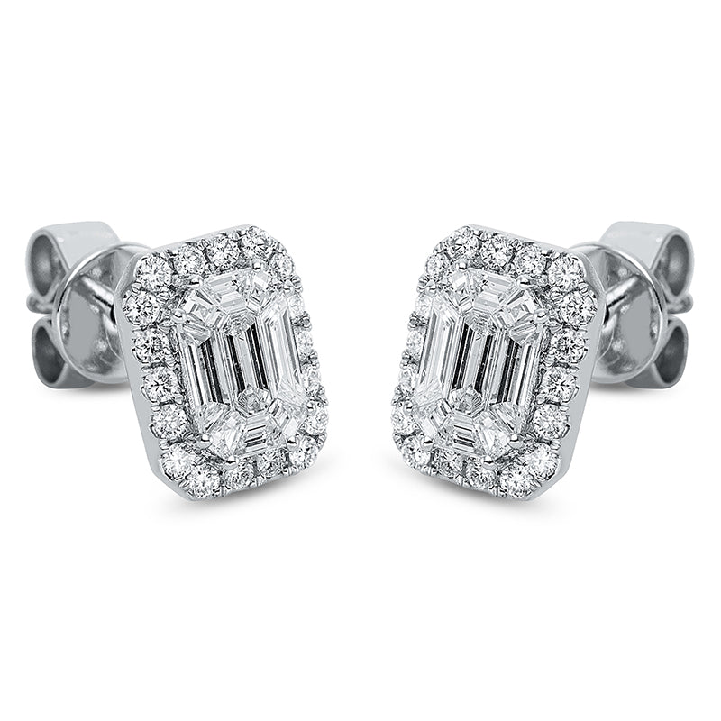 Ohrstecker 18 kt WG, 18 Fant-Schl. 0,50 ct, TW-vsi, 36 Brill. 0,22 ct, TW-si