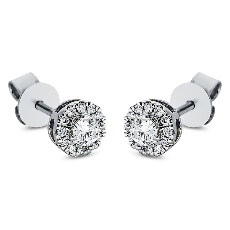 Ohrstecker 18 kt WG, 2 Brill. 0,17 ct, TW-si, 24 Brill. 0,12 ct, TW-si