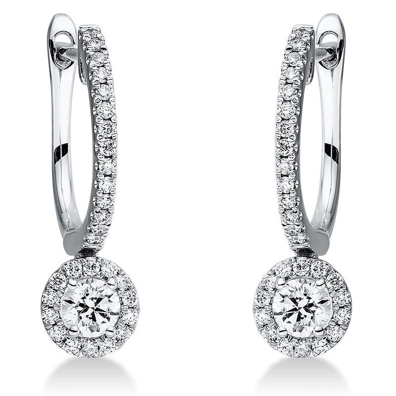 Ohrschmuck 18 kt WG, 2 Brill. 0,27 ct, TW-si, 56 Brill. 0,20 ct, TW-si