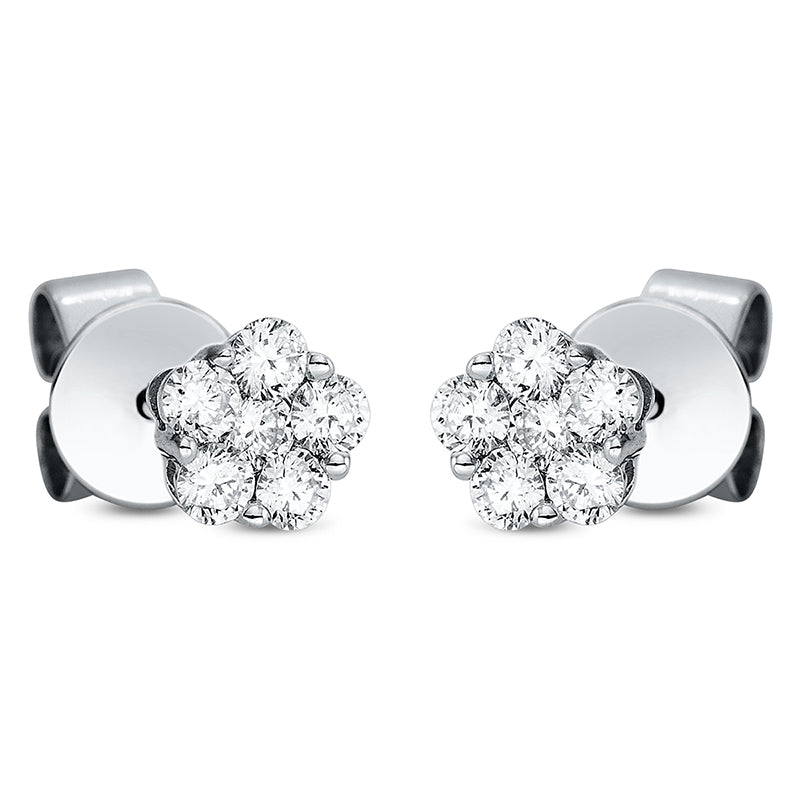 Ohrstecker 18 kt WG, 12 Brill. 0,42 ct, TW-si