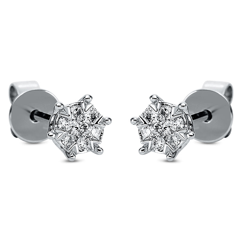 Ohrstecker 18 kt WG, 14 Brill. 0,10 ct, TW-si