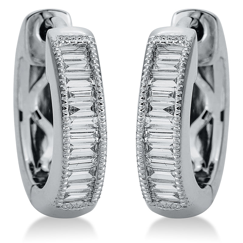 Creolen 18 kt WG, 22 Bag. 0,34 ct, TW-si