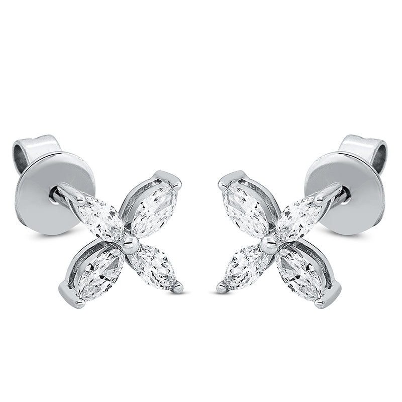 Ohrstecker 18 kt WG, 8 Nav. 0,31 ct, TW-si