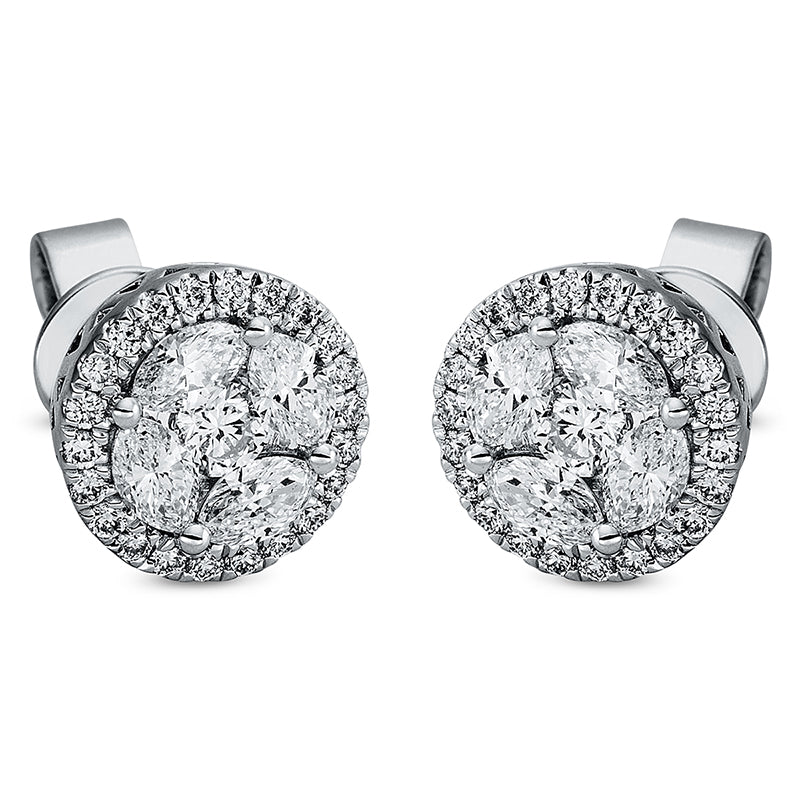 Ohrstecker 18 kt WG, 46 Brill. 0,40 ct, TW-si, 8 Nav. 0,65 ct, TW-si
