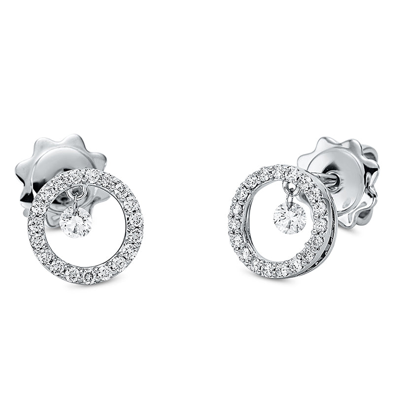 Ohrschmuck 18 kt WG, 2 Brill. 0,10 ct, TW-si, 38 Brill. 0,19 ct, TW-si