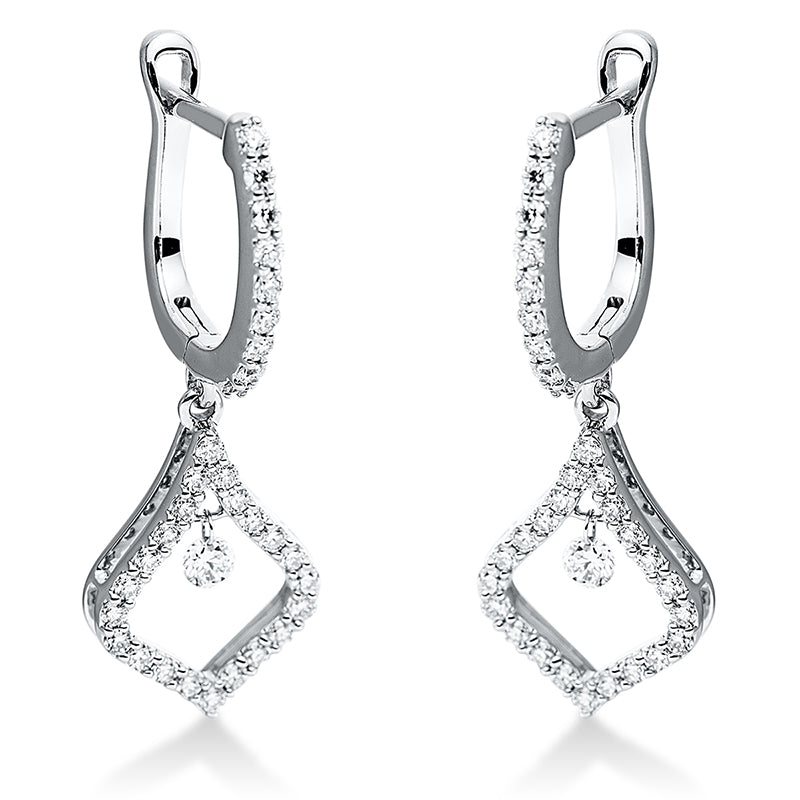 Ohrschmuck 18 kt WG, 2 Brill. 0,08 ct, TW-si, 62 Brill. 0,40 ct, TW-si
