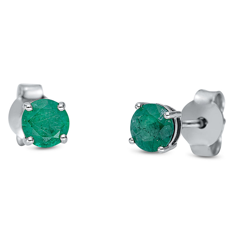 Ohrstecker 18 kt WG, 2 Smaragde 0,90 ct grün