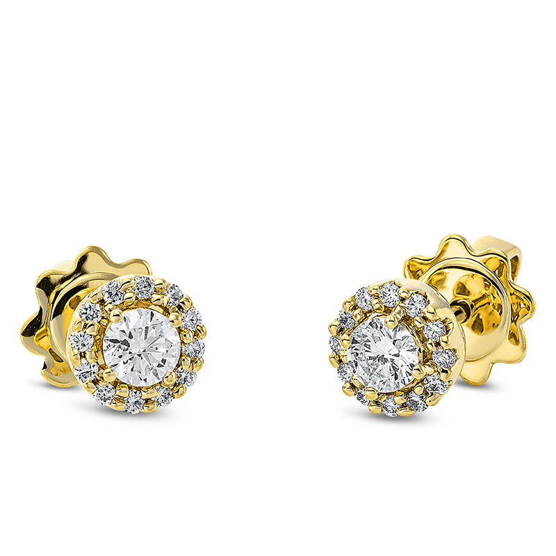 Ohrstecker 18 kt GG, 2 Brill. 0,32 ct, TW-si, 24 Brill. 0,12 ct, TW-si