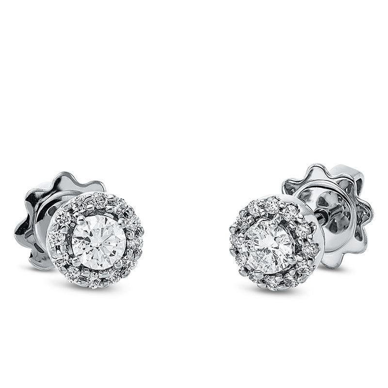 Ohrstecker 18 kt WG, 2 Brill. 0,30 ct, TW-si, 24 Brill. 0,12 ct, TW-si