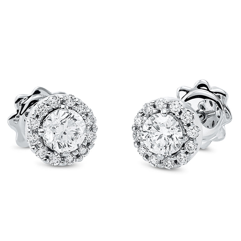 Ohrstecker 18 kt WG, 2 Brill. 0,57 ct, TW-si, 24 Brill. 0,17 ct, TW-si