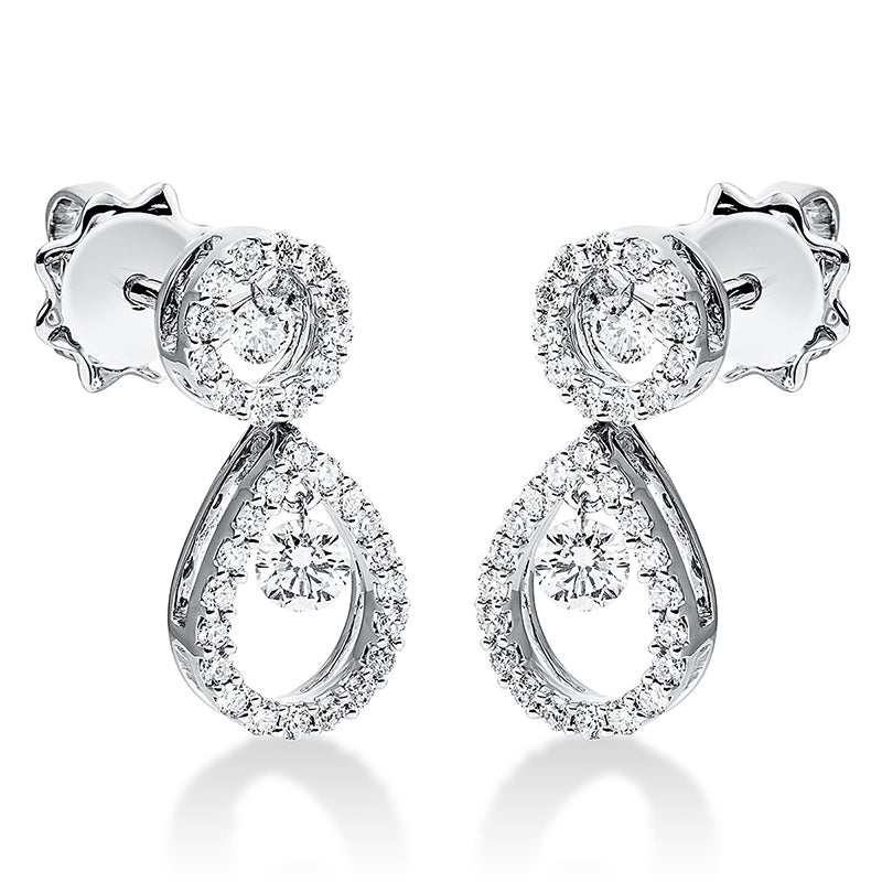 Ohrschmuck 18 kt WG, 2 Brill. 0,08 ct, TW-si, 2 Brill. 0,20 ct, TW-si, 62 Brill. 0,38 ct, TW-si