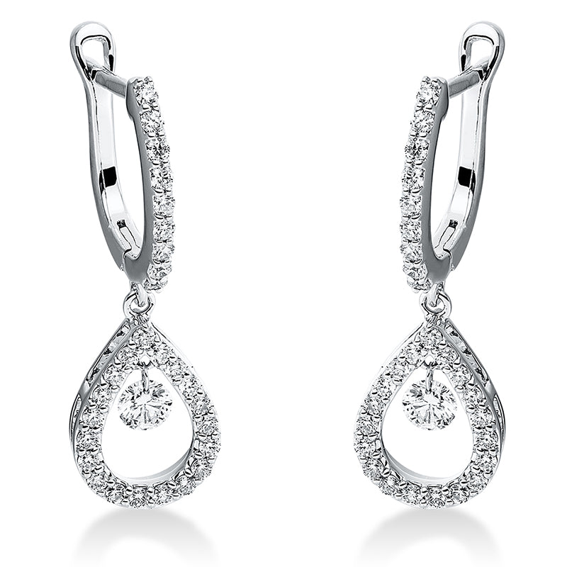 Ohrschmuck 18 kt WG, 2 Brill. 0,19 ct, TW-si, 56 Brill. 0,35 ct, TW-si