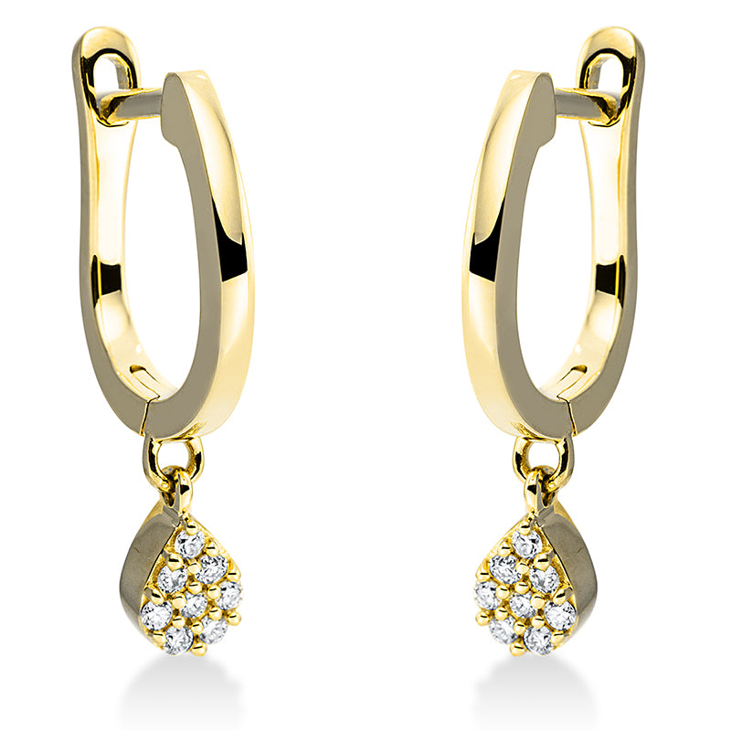 Ohrschmuck 18 kt GG, 4 Brill. 0,03 ct, TW-si, 12 Brill. 0,06 ct, TW-si
