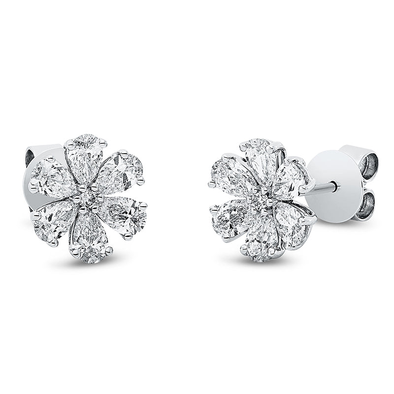 Ohrstecker 18 kt WG, 12 Tropfen 2,08 ct, TW-vsi, 2 Brill. 0,04 ct, TW-vsi