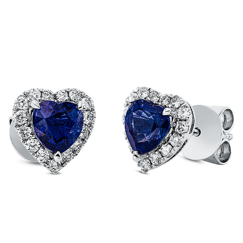 ABVERKAUF, Ohrstecker 18 kt WG, 30 Brill. 0,23 ct, TW-si, 2 Saphire 1,31 ct blau