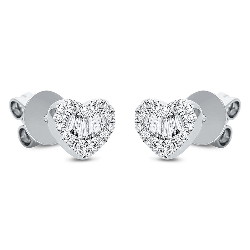 Ohrstecker 18 kt WG, 10 Trap. 0,15 ct, TW-si, 36 Brill. 0,10 ct, TW-si
