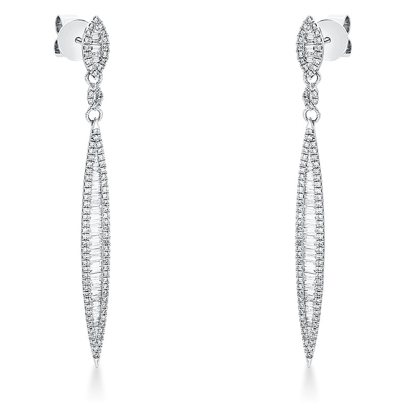 Ohrschmuck 18 kt WG, 64 Trap. 0,52 ct, TW-si, 180 Brill. 0,52 ct, TW-si