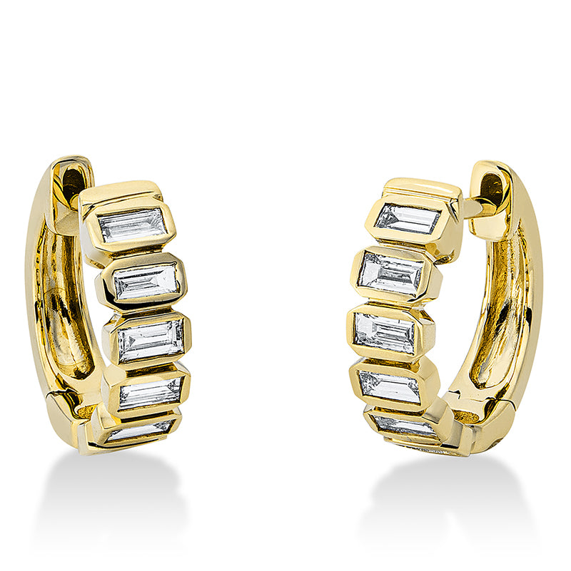 Creolen 14 kt GG, 12 Bag. 0,43 ct, TW-si