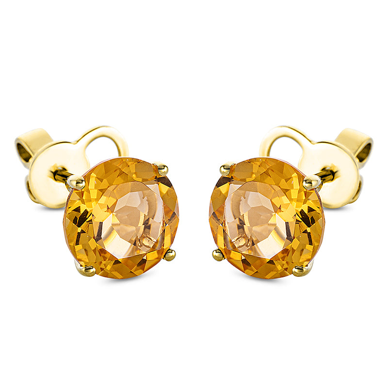 Ohrstecker 18 kt GG, Sicherheitsverschluss, 2 Citrin 3,40 ct gelb