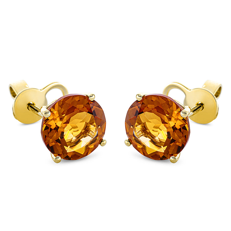 Ohrstecker 18 kt GG, Sicherheitsverschluss, 2 Citrin 3,50 ct mandarin
