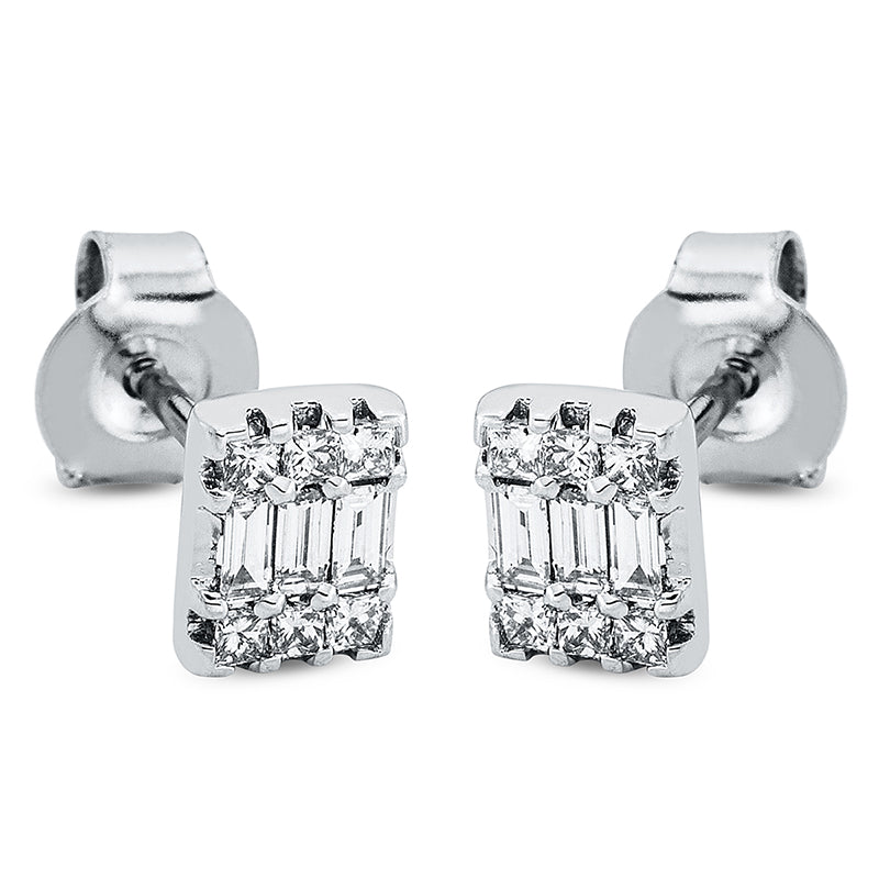 Ohrstecker 18 kt WG, 12 Princ. 0,18 ct, TW-si, 6 Bag. 0,13 ct, TW-si