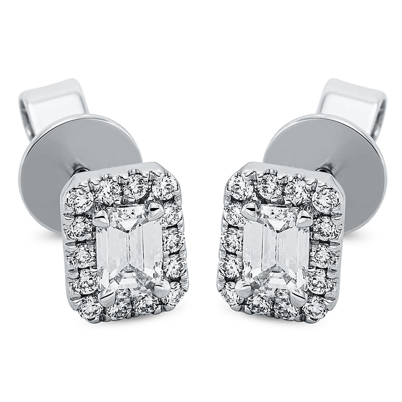 Ohrstecker 18 kt WG, 28 Brill. 0,19 ct, TW-vsi, 2 Sm.schliff 0,51 ct, TW-vsi