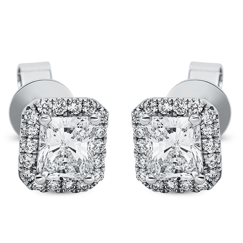 Ohrstecker 18 kt WG, 36 Brill. 0,32 ct, TW-vsi, 2 Radiant 1,41 ct, TW-vsi