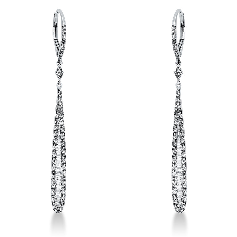 Ohrschmuck 14 kt WG, 46 Trap. 0,47 ct, TW-si, 162 Dia. 0,37 ct, W-si