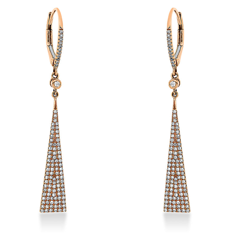 Ohrschmuck 14 kt RG, 2 Brill. 0,02 ct, TW-si, 202 Dia. 0,57 ct, W-si