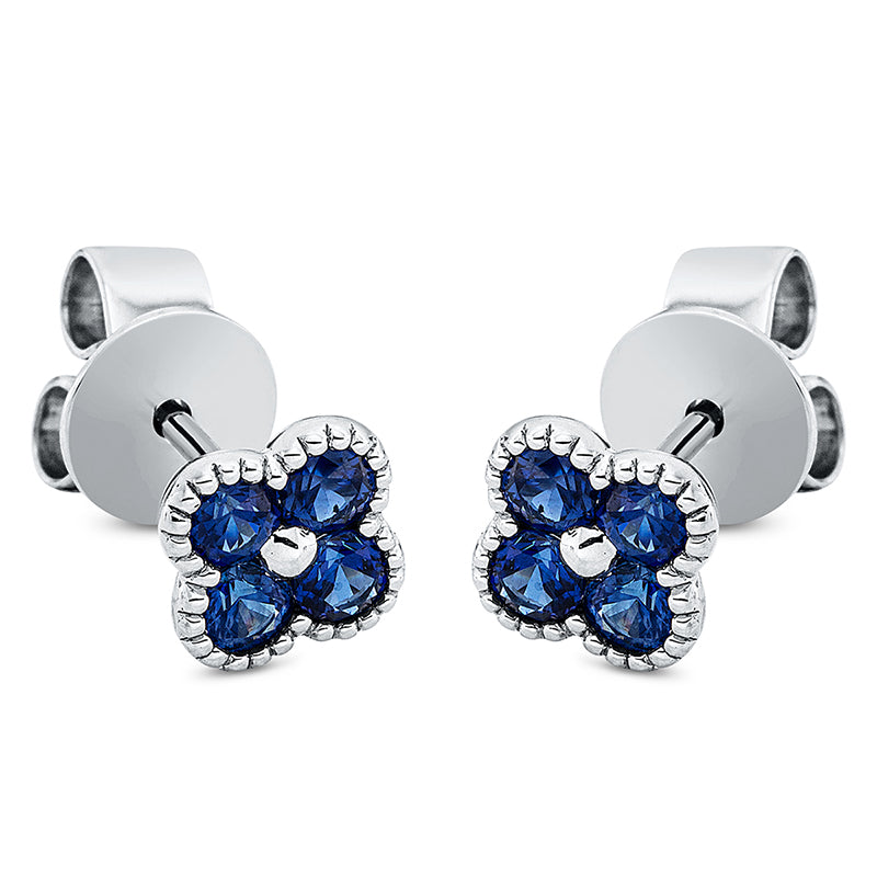 Ohrstecker 18 kt WG, 8 Saphire 0,65 ct blau