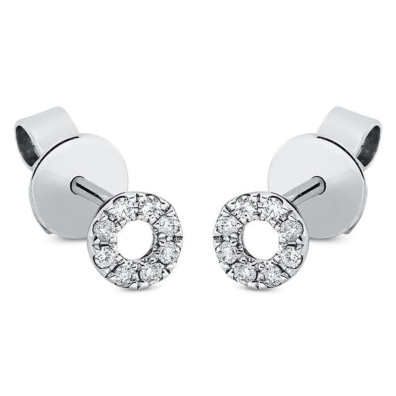 Ohrstecker 18 kt WG, 16 Brill. 0,12 ct, TW-si