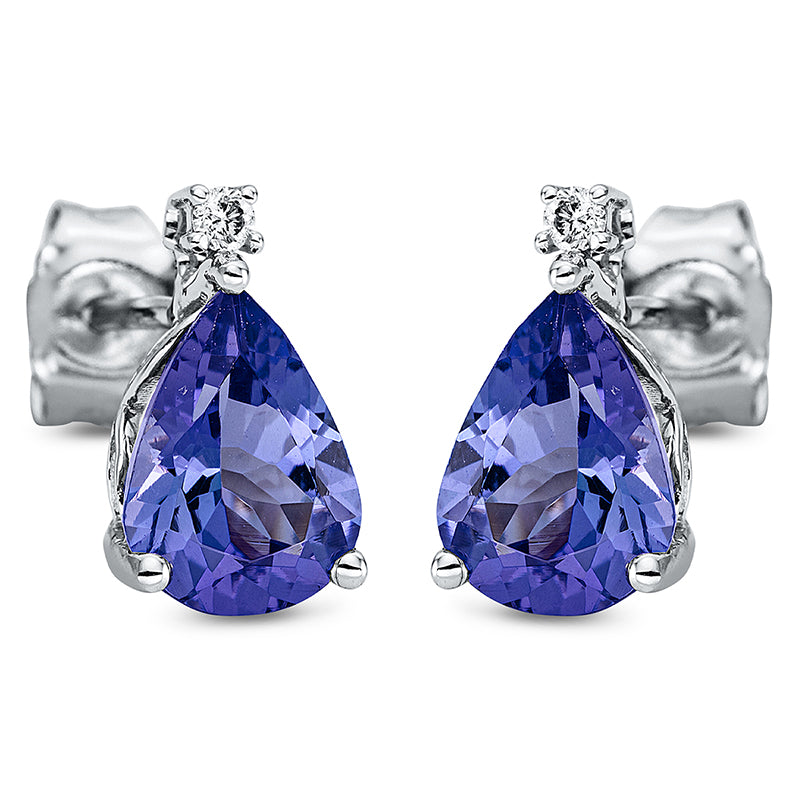 Ohrstecker 18 kt WG, 2 Brill. 0,03 ct, TW-si, 2 Tansanit 2,22 ct blau