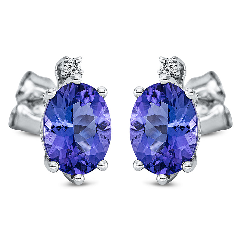 Ohrstecker 18 kt WG, 2 Brill. 0,03 ct, TW-si, 2 Tansanit 2,62 ct blau
