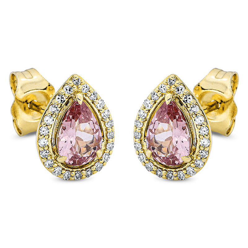 Ohrstecker 18 kt GG, 44 Dia. 0,13 ct, TW-si, 2 Granat 1,04 ct pink