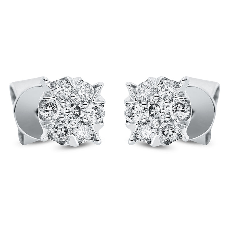 Ohrstecker 18 kt WG, 14 Brill. 0,25 ct, TW-si