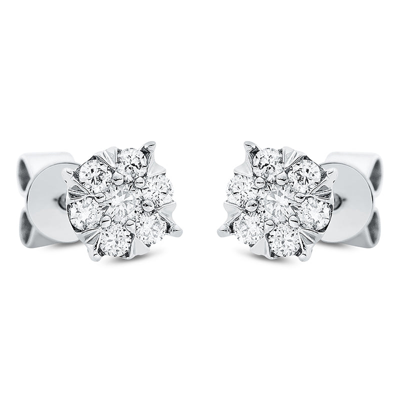 Ohrstecker 18 kt WG, 14 Brill. 0,20 ct, TW-si