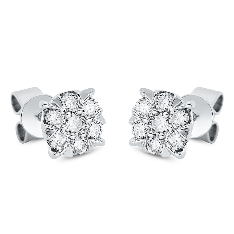 Ohrstecker 18 kt WG, 14 Brill. 0,34 ct, TW-si