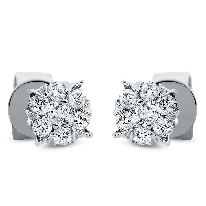 Ohrstecker 18 kt WG, 14 Brill. 0,15 ct, TW-si