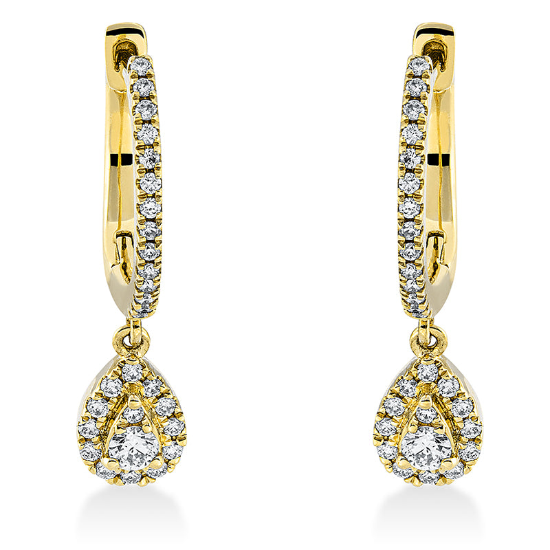 Ohrschmuck 18 kt GG, 2 Brill. 0,09 ct, TW-si, 54 Brill. 0,23 ct, TW-si