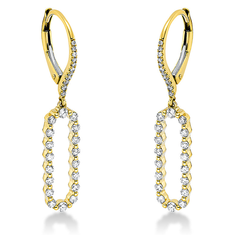 Ohrschmuck 18 kt GG, 32 Brill. 0,59 ct, TW-si, 4 Brill. 0,11 ct, TW-si, 22 Brill. 0,08 ct, TW-si