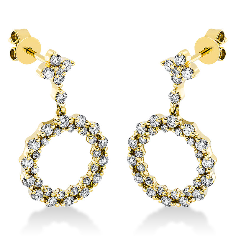 Ohrschmuck 18 kt GG, 56 Brill. 0,92 ct, TW-si, 10 Brill. 0,26 ct, TW-si, 2 Brill. 0,01 ct, TW-si