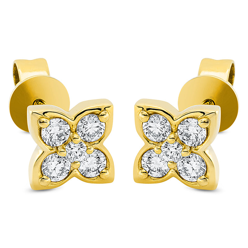 Ohrstecker 18 kt GG, 8 Brill. 0,24 ct, TW-si, 2 Brill. 0,03 ct, TW-si