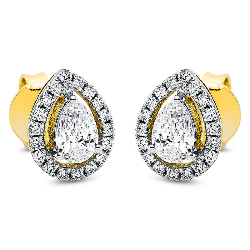 Ohrstecker 18 kt GG, 2 Tropfen 0,62 ct, TW-si, 36 Brill. 0,23 ct, TW-si