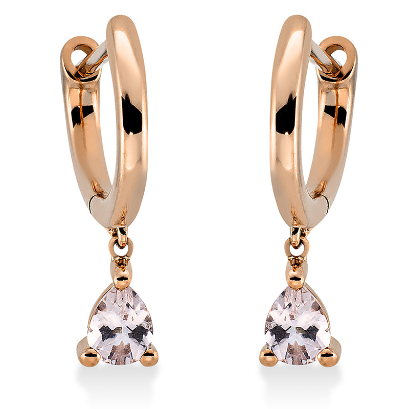Creolen 18 kt RG, 2 Morganit 0,28 ct rosa