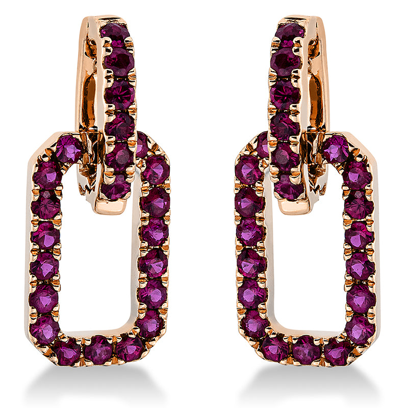 Ohrschmuck 18 kt RG, 46 Rubine 0,90 ct rot