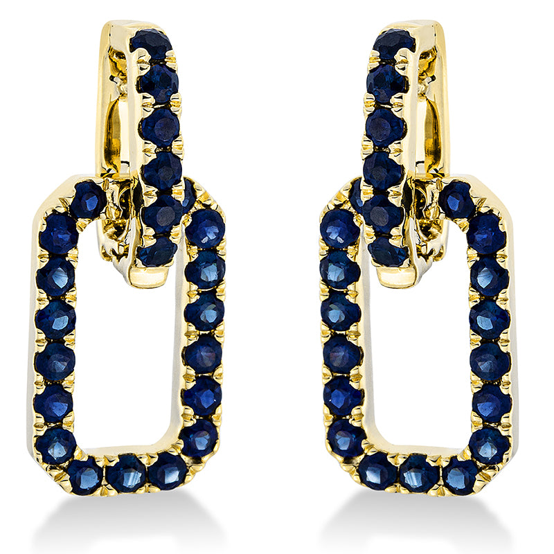 Ohrschmuck 18 kt GG, 46 Saphire 0,91 ct blau