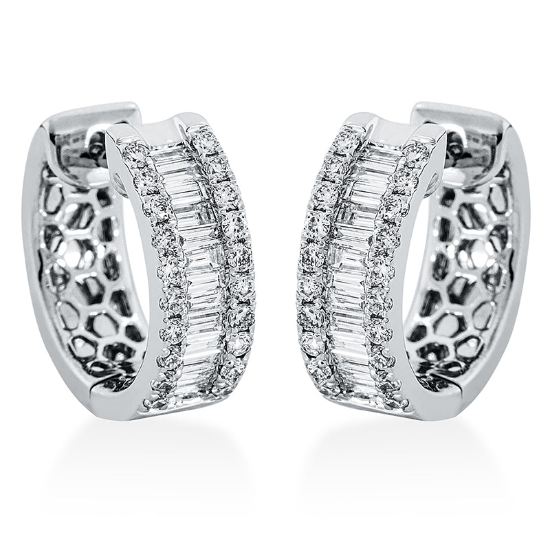 Creolen 18 kt WG, 26 Trap. 0,34 ct, TW-si, 40 Brill. 0,34 ct, TW-si